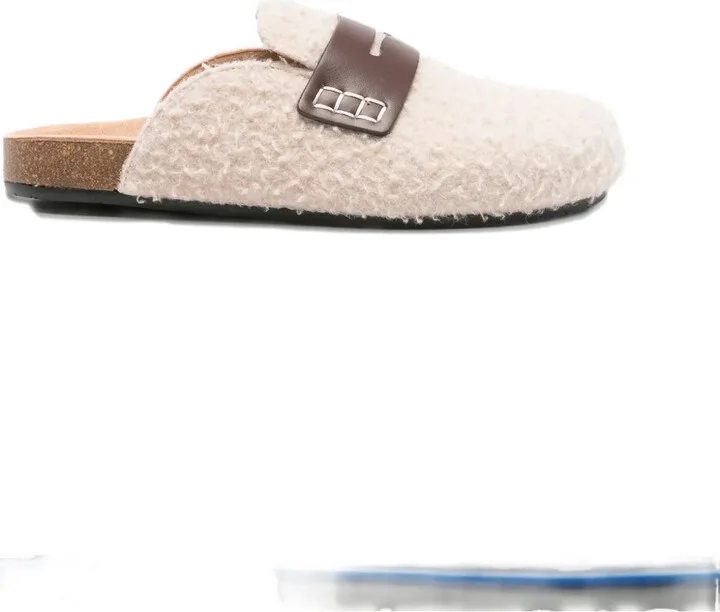 Leather-Detail Shearling Mules