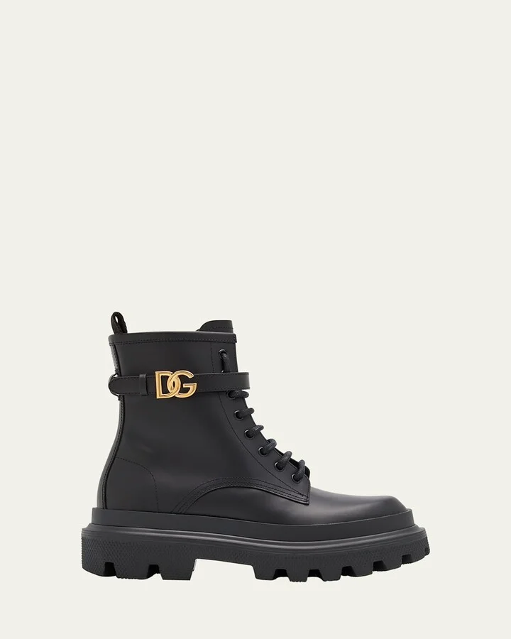 Leather DG Lace-Up Ranger Booties
