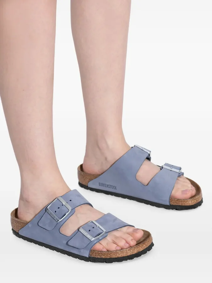 Leather Double-Buckle Flats Sandals - Image 5