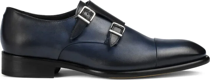 Leather Double-Buckle Monk Shoes