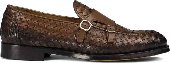 Leather Double-Buckle Monk Shoes