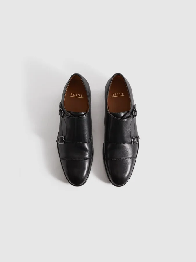 Leather Double Monk Strap Shoes - Image 3