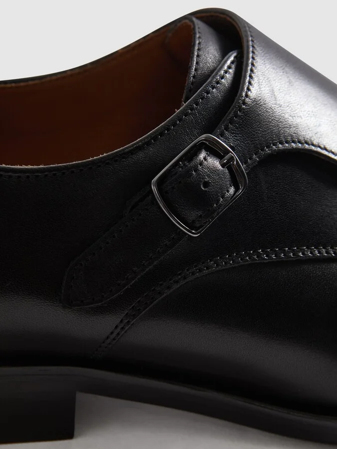 Leather Double Monk Strap Shoes - Image 5
