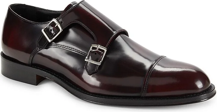 Leather Double Monk Strap Shoes - Image 2