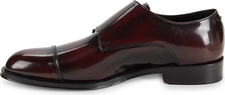 Leather Double Monk Strap Shoes - Image 4