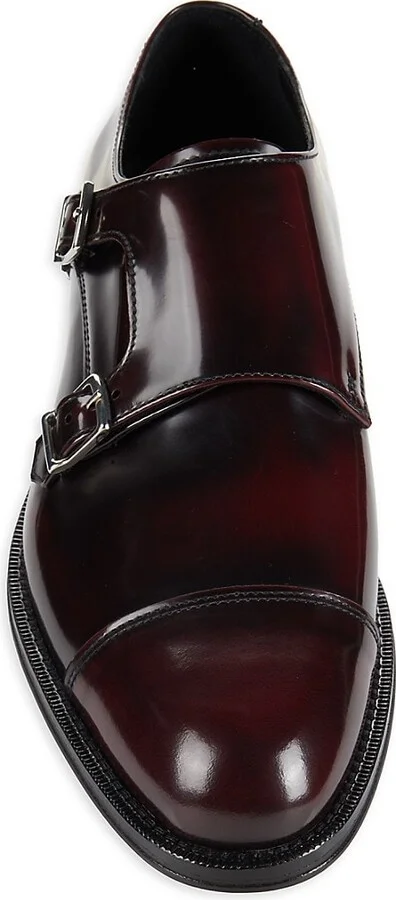 Leather Double Monk Strap Shoes - Image 5