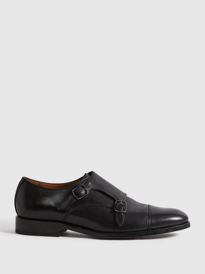 Leather Double Monk Strap Shoes