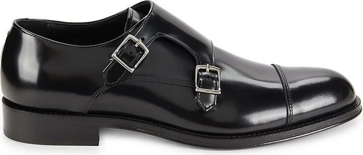 Leather Double Monk Strap Shoes