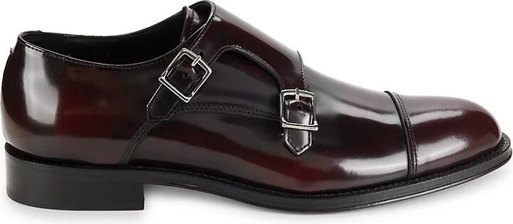 Leather Double Monk Strap Shoes