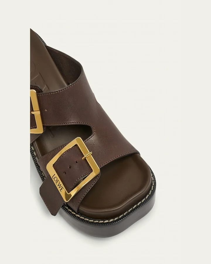 Leather Dual-Buckle Platform Sandals - Image 5