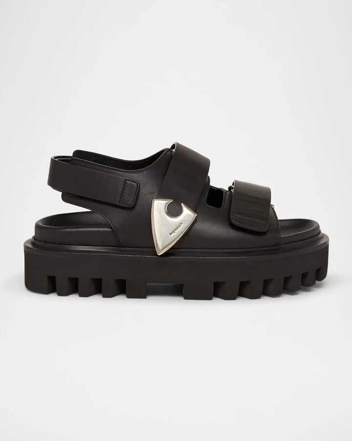 Leather Dual-Grip Platform Sandals