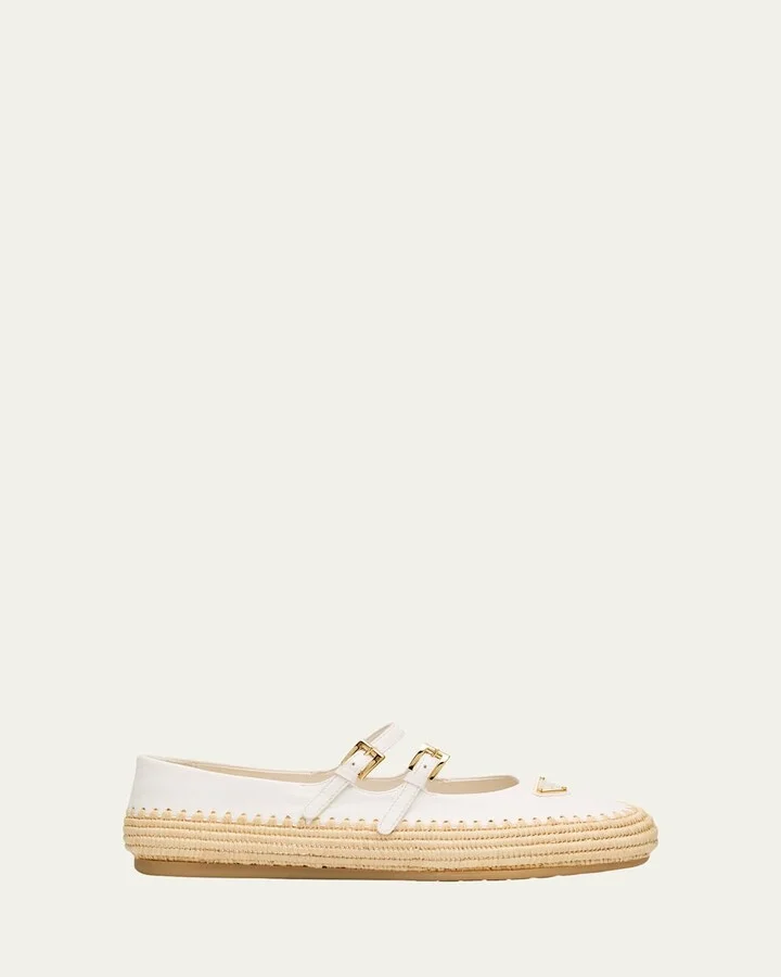 Leather Dual Mary Jane Ballerina Espadrilles