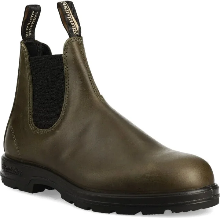Leather Elastic-Panel Boots