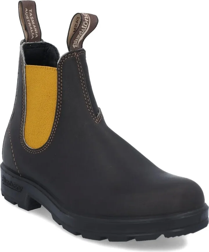 Leather Elastic-Panel Boots