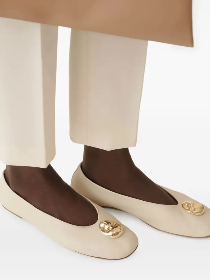 Leather Embellished Ballet Flats - Image 4