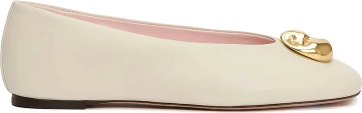 Leather Embellished Ballet Flats