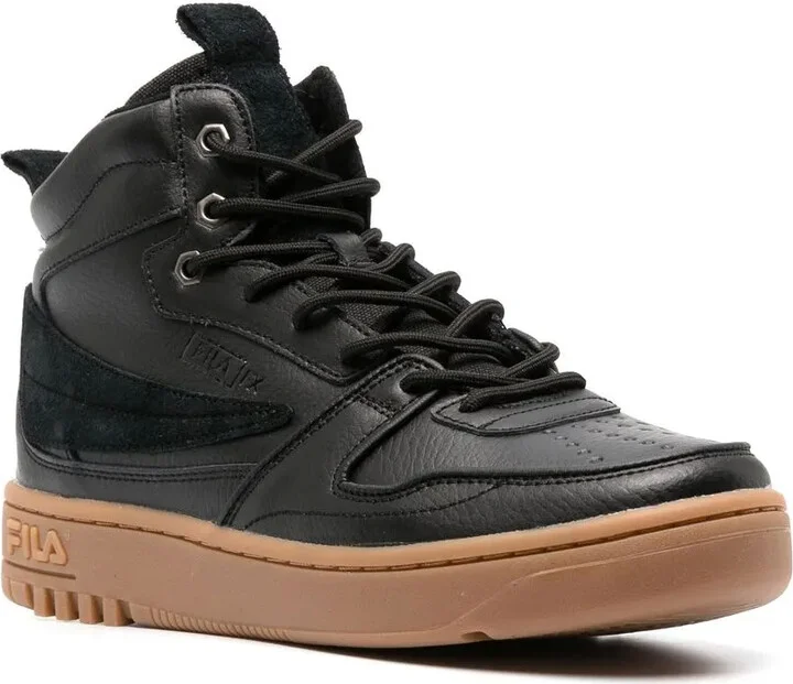 Leather Embossed-Logo High-Top Sneakers - Image 2