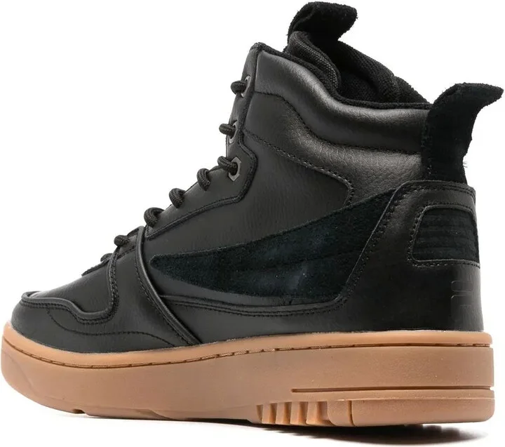 Leather Embossed-Logo High-Top Sneakers - Image 3