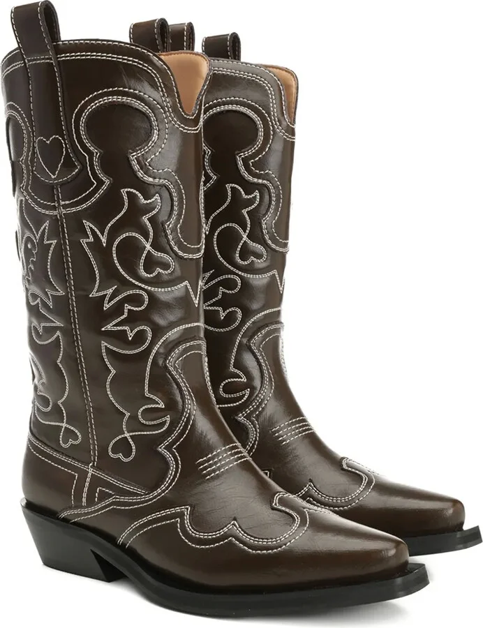 Leather Embroidered Boots - Image 2