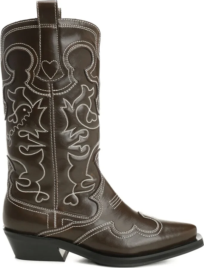 Leather Embroidered Boots