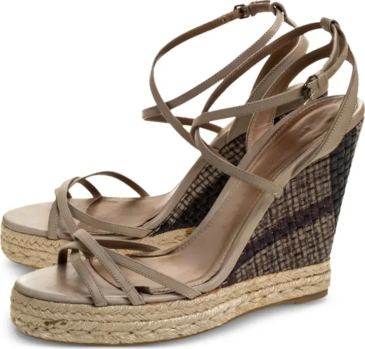 Leather Espadrille Wedge Sandals - Image 2