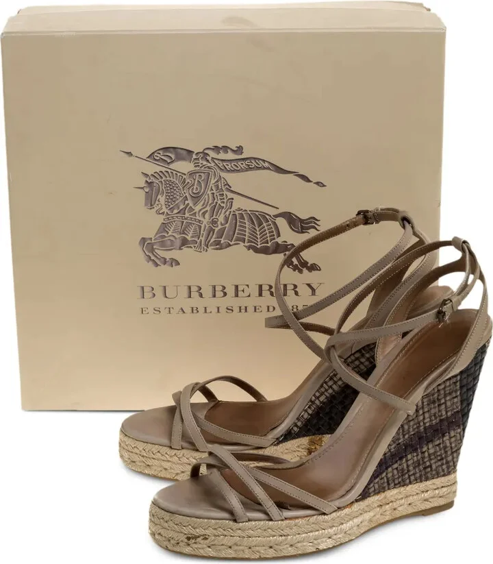 Leather Espadrille Wedge Sandals - Image 5