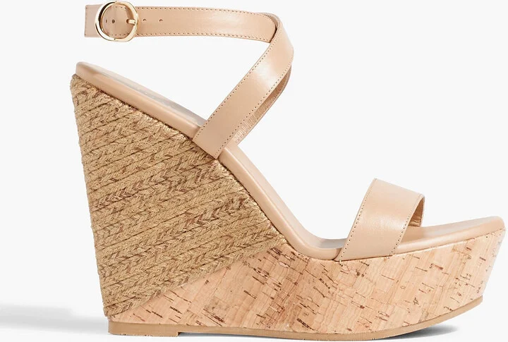 Leather espadrille wedge sandals