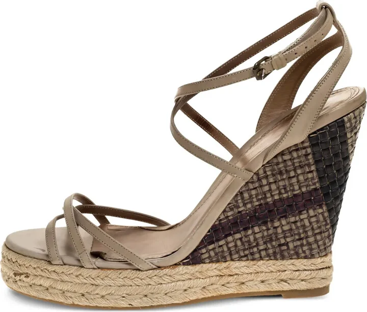 Leather Espadrille Wedge Sandals