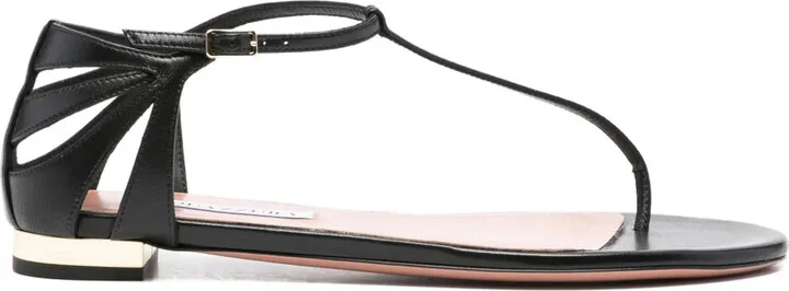 Leather Fan-Cut Sandals