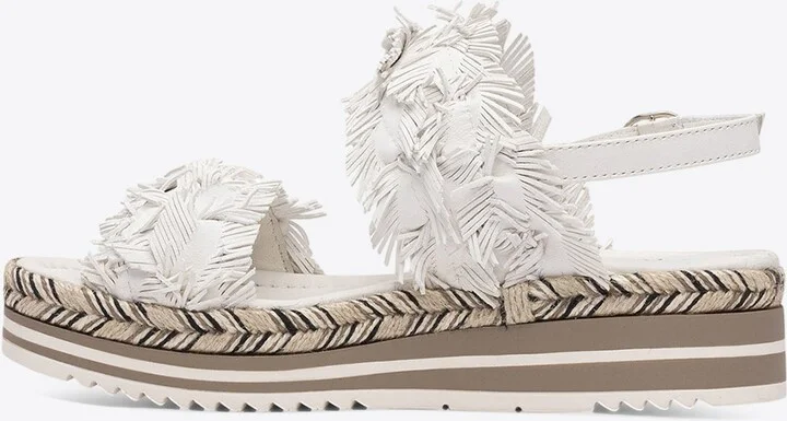 Leather Feather-Embellished Sandals - Image 2