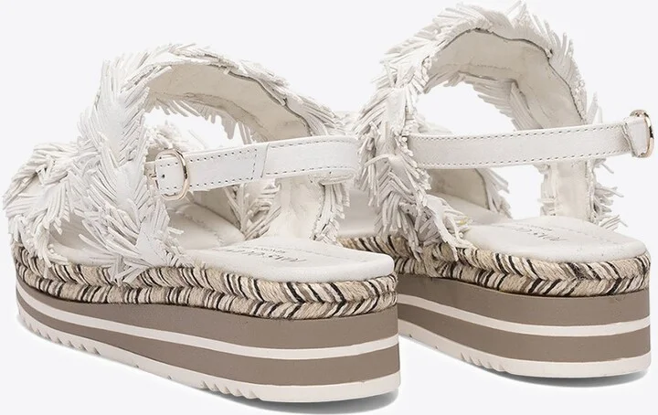 Leather Feather-Embellished Sandals - Image 3