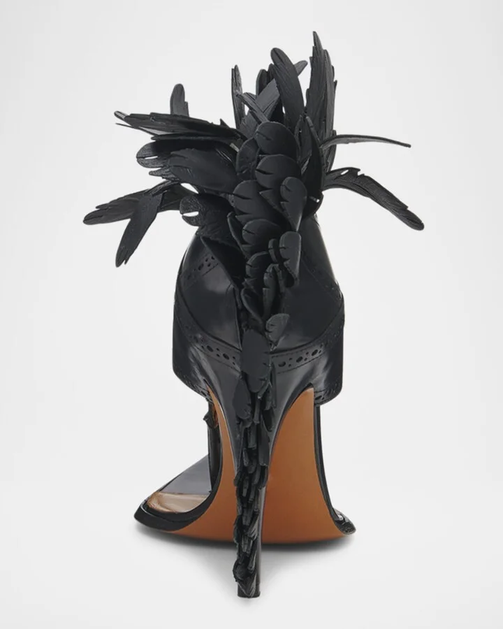Leather Feather Thong Sandals - Image 2