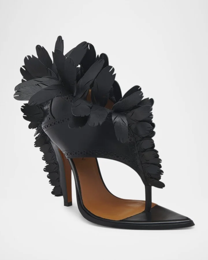 Leather Feather Thong Sandals - Image 4