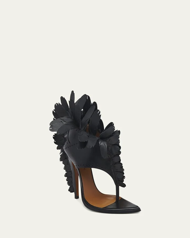 Leather Feather Thong Sandals - Image 7