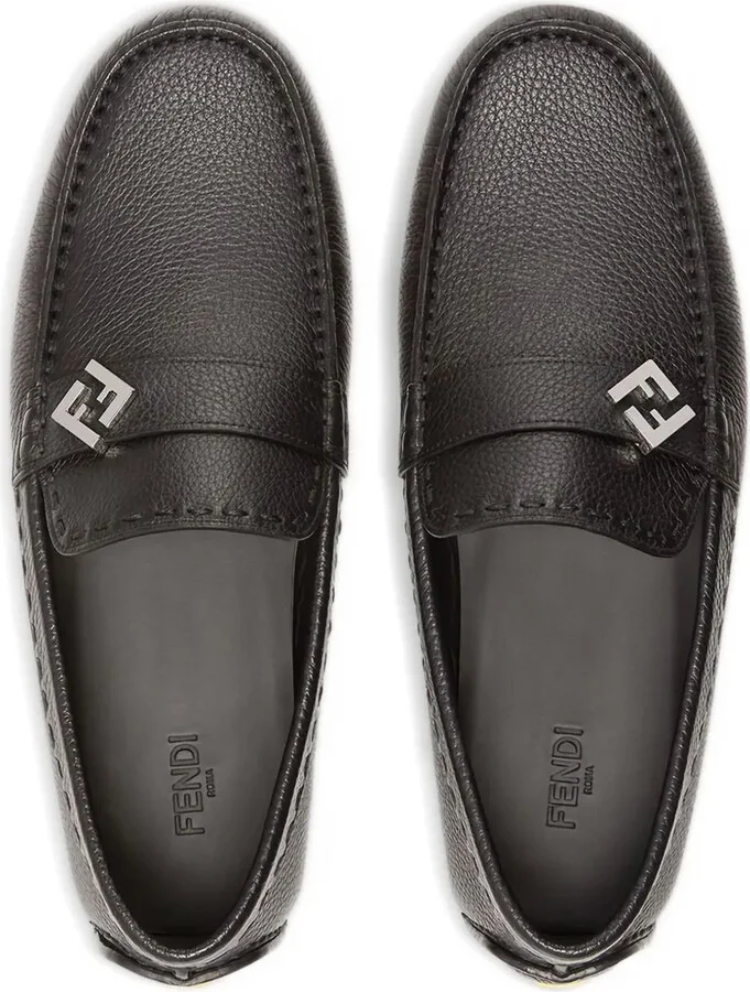 leather FF logo loafers - Image 3