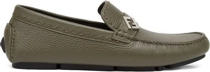 leather FF logo loafers