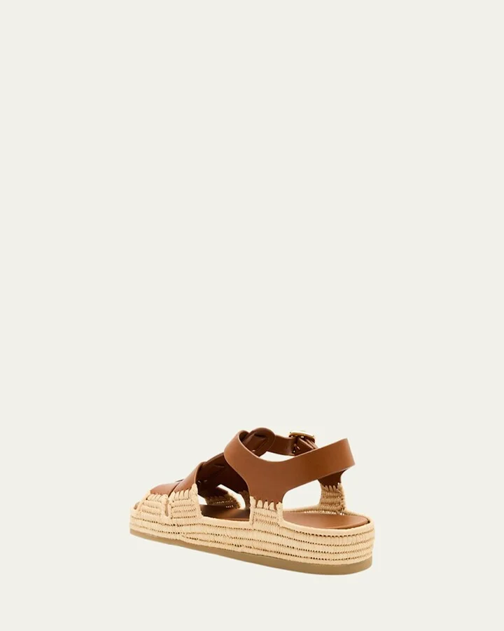 Leather Fisherman Espadrille Sandals - Image 2
