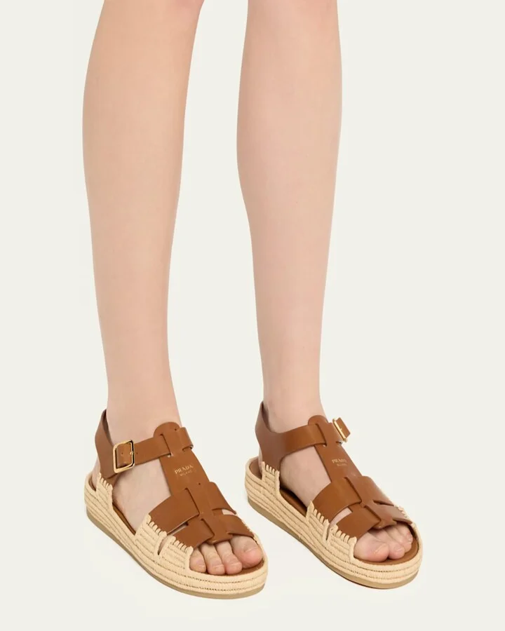 Leather Fisherman Espadrille Sandals - Image 4