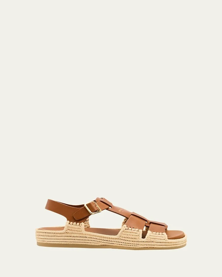 Leather Fisherman Espadrille Sandals