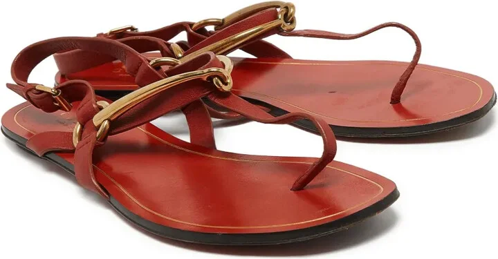 Leather Flat Sandals - Image 2