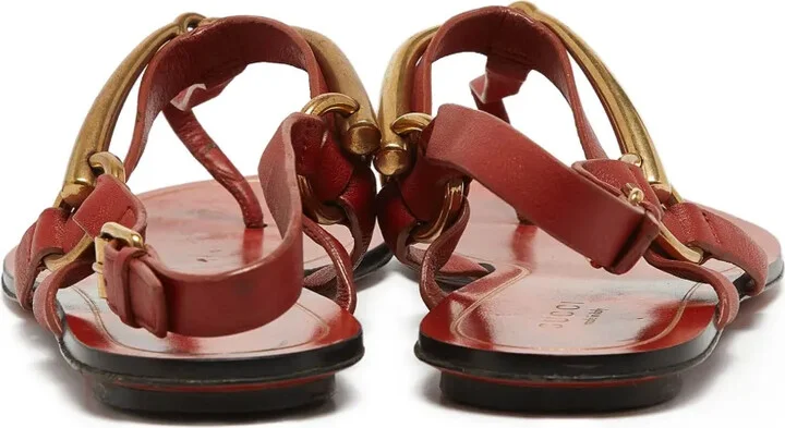 Leather Flat Sandals - Image 4
