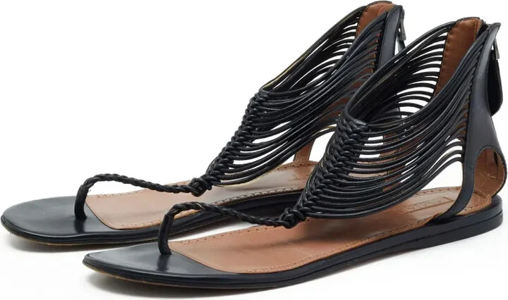 Leather Flat Sandals - Image 2