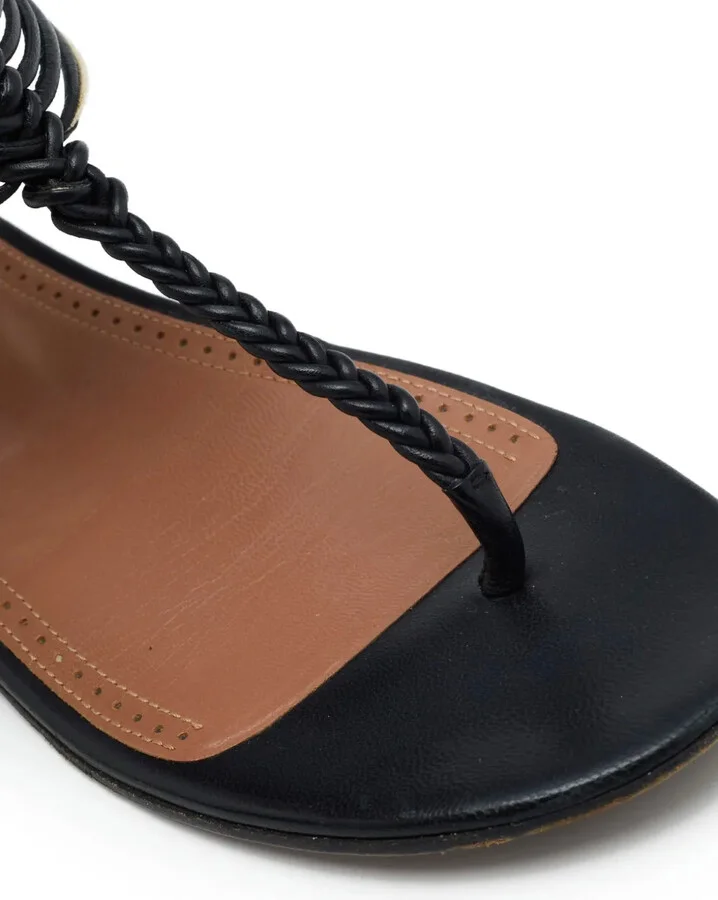 Leather Flat Sandals - Image 5