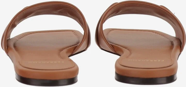 Leather Flat Sandals With Logo - Image 4