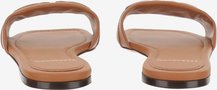 Leather Flat Sandals With Logo - Image 4