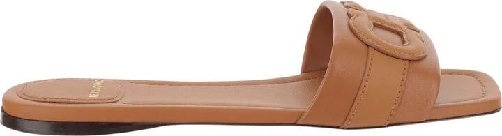 Leather Flat Sandals With Logo