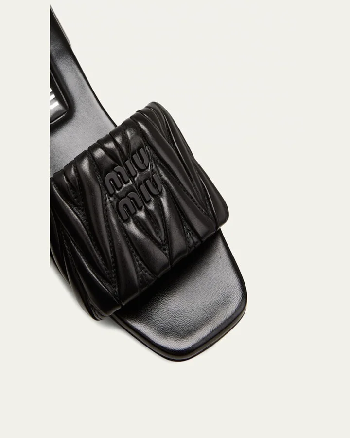 Leather Flat Slide Sandals - Image 2