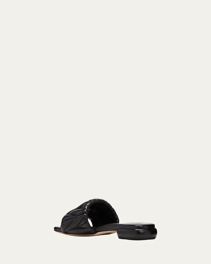 Leather Flat Slide Sandals - Image 3