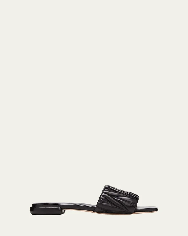 Leather Flat Slide Sandals