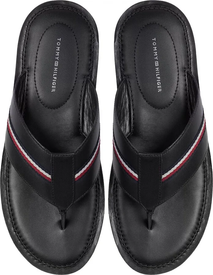 Leather Flip Flops Black